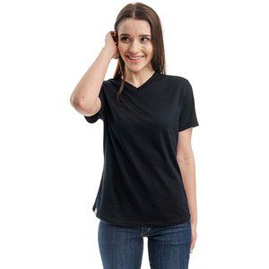 Merino Tech BLACK Short Sleeve V-NeckTee for Women XL Merino Wool EUC